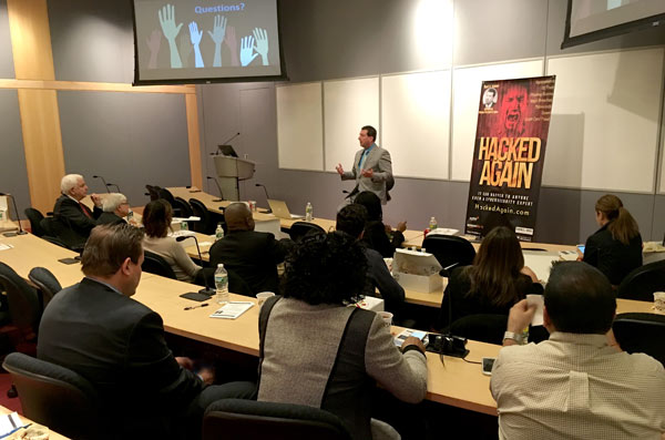 Scott Schober speaking to small business owners